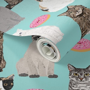Cat Wallpaper Cats and Donuts Cat Cute Pink by Petfriendly Pink Custom