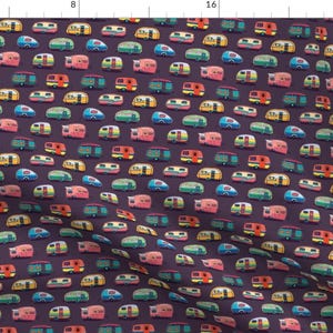 Camper Fabric - Happy Camper By Penguinhouse - Camper Cotton Fabric By The Yard With Spoonflower