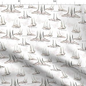 Ballet Fabric - Ballet By Atlanticmoira - Baby Girls Soft Pink and White Nursery Ballet Cotton Fabric By The Yard With Spoonflower