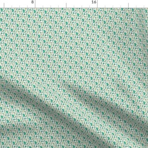Tiny Boho Cactus Fabric - Cactus On White Tiny Small 0,5 Inch Tall By Caja Design - Cactus Desert Cotton Fabric By The Yard With Spoonflower