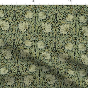 Victorian Fabric - Antiqued Pimpernel Small by peacoquettedesigns - Sage Green Edwardian Arts And Crafts  Fabric by the Yard by Spoonflower