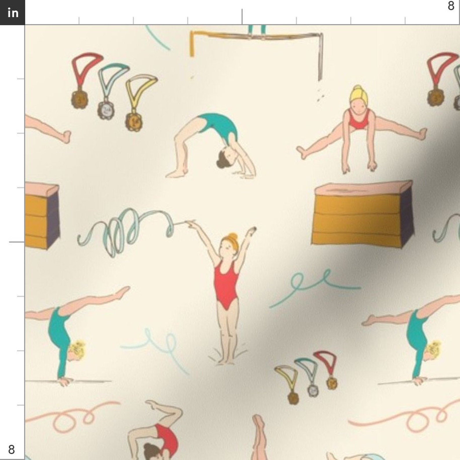 Gymnastic Fabric Gymnastics Girls by Michellegracedesign Etsy