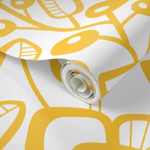 Scandi Wallpaper - Jumbo Scandinavian Garden By Mariana Valladares - Yellow Flowers Removable Self Adhesive Wallpaper Roll by Spoonflower image 3