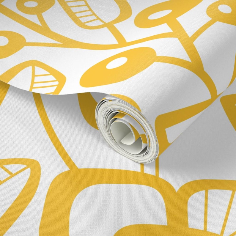 Scandi Wallpaper - Jumbo Scandinavian Garden By Mariana Valladares - Yellow Flowers Removable Self Adhesive Wallpaper Roll by Spoonflower image 3