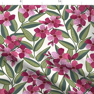 Pink Oleander Fabric - Oleander by martaroseart - Floral Botanical Poison Garden  Fabric by the Yard by Spoonflower