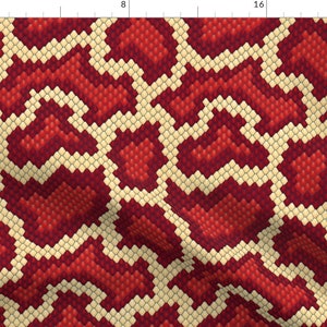 Python Pattern Fabric - Fiery Python By Willowbirdstudio - Python Red And Beige Snake Skin Cotton Fabric By The Yard With Spoonflower