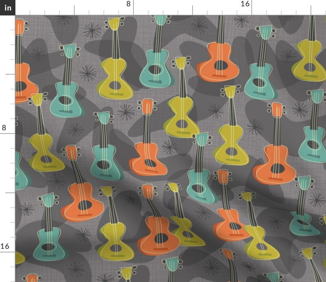 Ukulele Fabric Ukulele Aloha Allover by Bzbdesigner Etsy