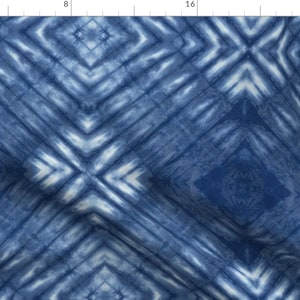 Indigo Fabric - Shibori 25 Indigo By Theplayfulcrow - Indigo Shibori Dye Blue White Japanese Cotton Fabric By The Yard With Spoonflower