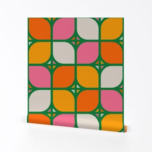 Mid Century Removable Peel and Stick Wallpaper - 60s 70s Retro Geometric Mcm  - Wall Art Wall Decor - Buttercup Clover by circa78designs