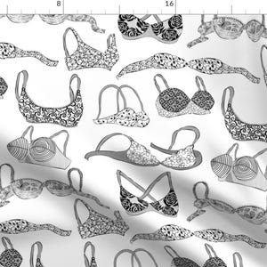 Black & White Bras Fabric -Mary Phelps Jacobs Patents The Bra! By Vo_Aka_Virginiao- Brassire Bra Cotton Fabric By The Yard With Spoonflower