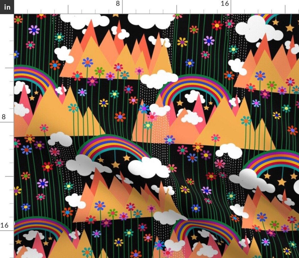 Rainbows Fabric Adventure Time in the 1970s by Vo Aka