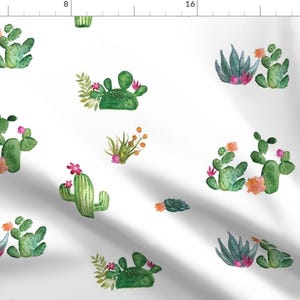 Watercolor Cactus Fabric - Cactus Floral By Twodreamsshop - Watercolor Desert Cactus Cotton Fabric By The Yard With Spoonflower