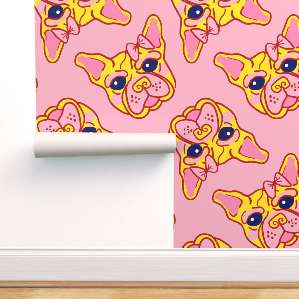Frenchie Wallpaper Frenchie Pink By Louisemargaret French | Etsy