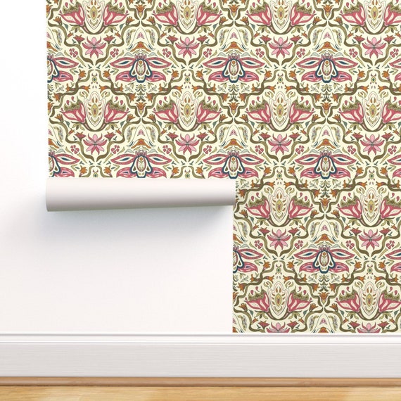 Art Nouveau Wallpaper Orchid Nouveau by Cleolovescolor - Etsy