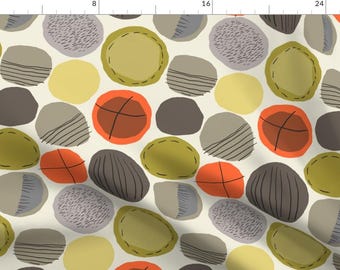 Abstract Dots Fabric - Marks On Dots /01 By Elizabeth Hale Design - Mid Century Modern Home Decor Cotton Fabric By The Yard With Spoonflower