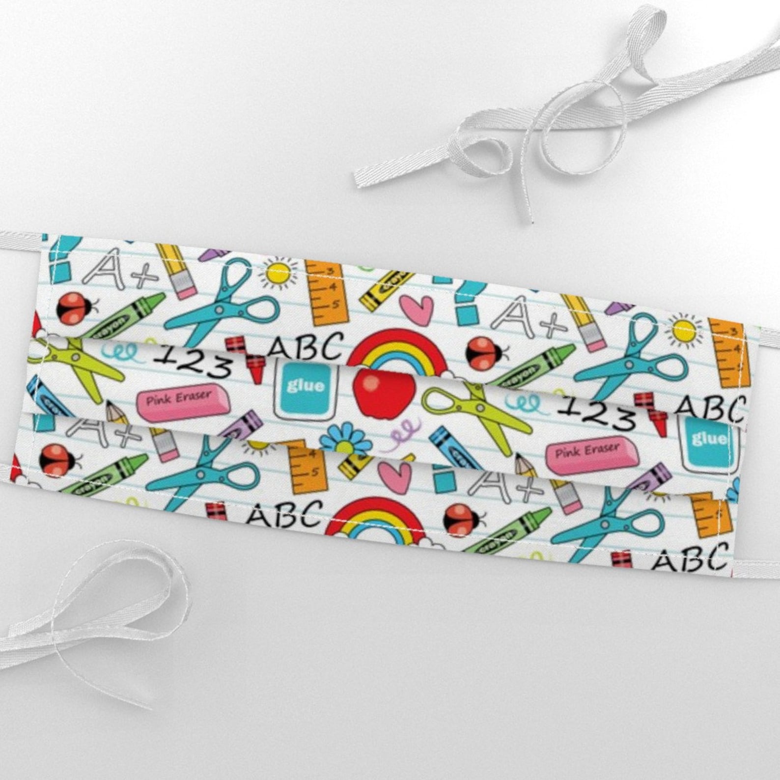 School Supplies Fabric Small School Supplies Pencil on White Etsy