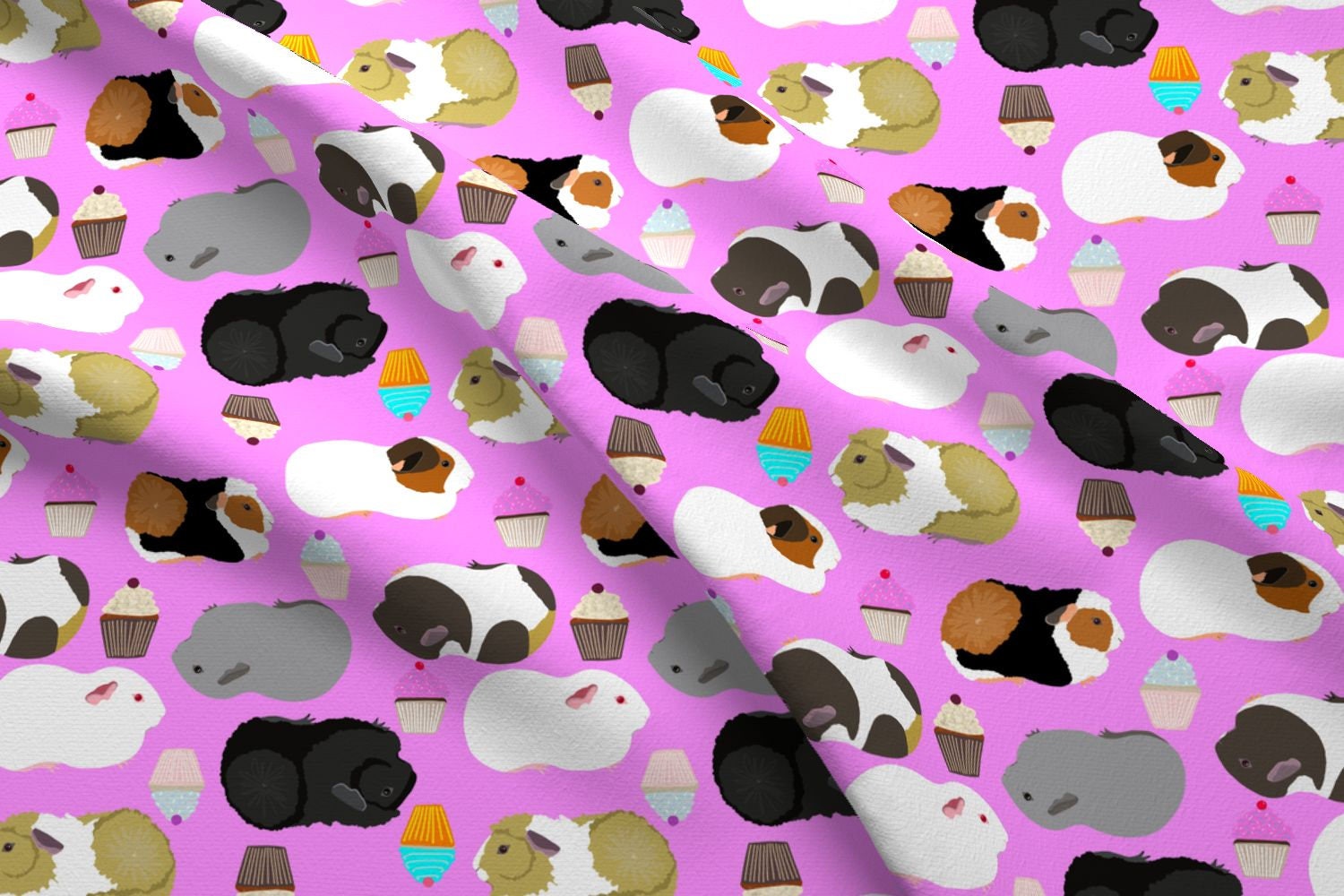 Guinea Pig Fabric Guinea Pigs And Cupcakes By Etsy
