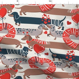 Dachshund Hearts Fabric - Dachshunds by selmacardoso - Doxie Weiner Dog Valentines Day Love Romance Fabric by the Yard by Spoonflower