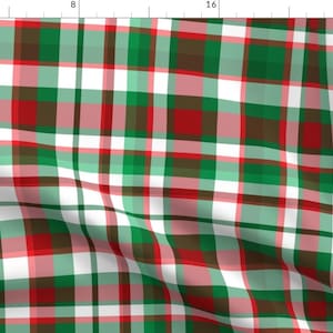 Plaid Fabric - Christmas Plaid By Argenti - Christmas Plaid Red Green White Geometric Holiday Cotton Fabric By The Yard With Spoonflower
