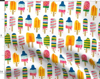 Ice Lolly Summer Treat Fabric - Summer Watercolor Ice Pops By Heleen Vd Thillart - Ice Lolly Cotton Fabric By The Yard With Spoonflower