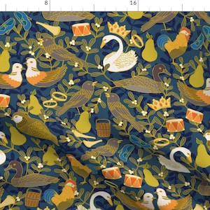 Maximalist Holiday Swans Fabric - Twelve Days Of Christmas By Ceciliamok - Maximalist Holiday Cotton Fabric By The Yard With Spoonflower