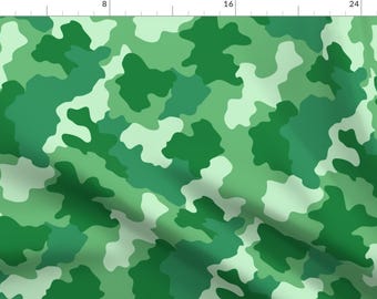 Green Camo Fabric - Green Camo By Kimsa - Shades Of Green Camouflage Outdoors Camping Nature Cotton Fabric By The Yard With Spoonflower