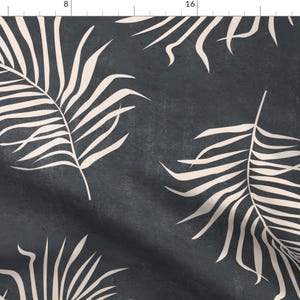 Erin Kendal Palm Tree Fabric - Jumbo // Palm Fronds Bone On Charcoal By Erin Kendal - Erin Kendal Cotton Fabric By The Yard With Spoonflower