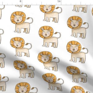 Lion Nursery Decor Fabric - Kind Little Lion By Taraput - Baby Orange Lion Nursery Decor Cotton Fabric By The Yard With Spoonflower