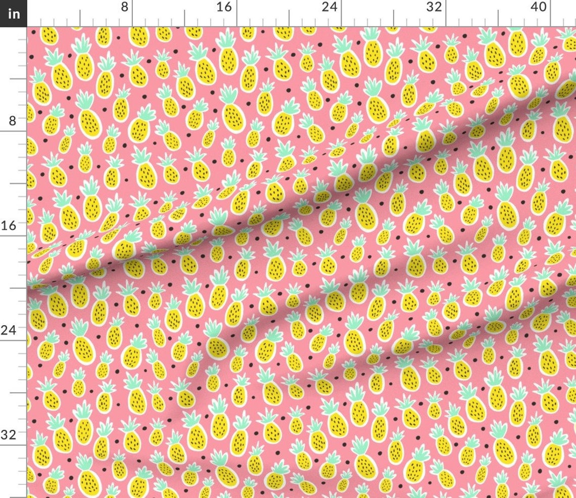 Pineapple Fabric Pineapple Party by Ellolovey Tropical Etsy