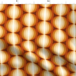 Orange Mod Fabric - Perfect Ogee By Spellstone - Retro Midcentury Modern Vintage Style Spheres Cotton Fabric By The Yard With Spoonflower