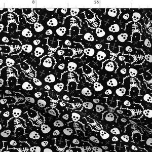 Skull Fabric - Cool Skulls Halloween Skeleton Kids Black And White By Littlesmilemakers - Goth Cotton Fabric by the Yard with Spoonflower