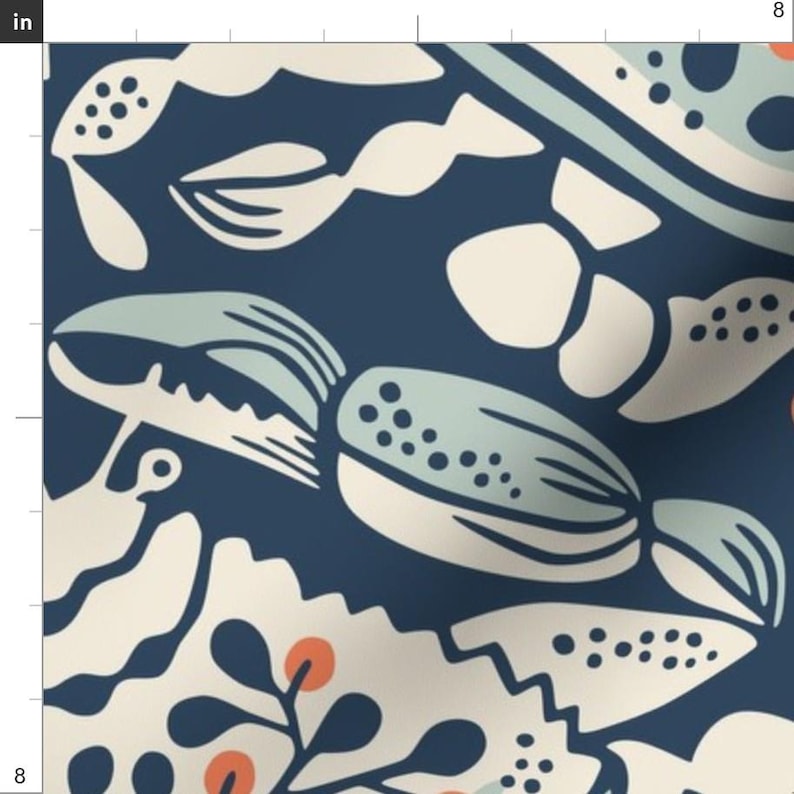 Blue Crab Fabric - Crab Parade by heidi-abeline - Coastal Floral Whimsical Coastal Summer Beach Crustacean Fabric by the Yard by Spoonflower image 3