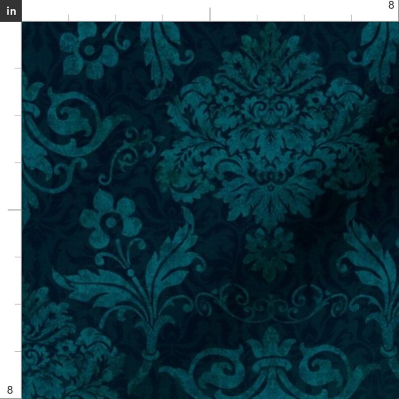 Dark Teal Damask Fabric Victorian Damask by Etsy