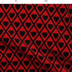 Hearts Fabric - Valentina&#39;s Hearts Black And Red By Siya - Hearts Queen Card Suit Playing Cards Cotton Fabric By The Yard With Spoonflower