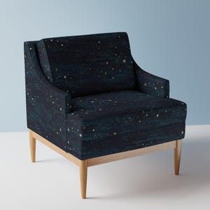 Blauer Polsterstoff - Nachthimmel von at_the_cottage - Space Large Scale Stars Gold Türkis Midnight Fabric Meterware With Spoonflower