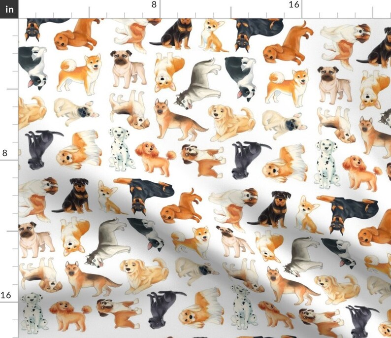 Dogs Fabric Dog Pattern by Silveroakdesign Watercolor Dogs Etsy