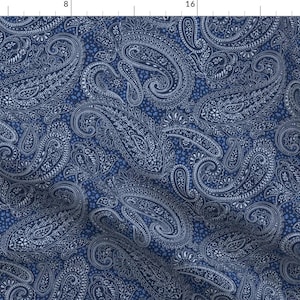 Paisley Fabric - Paisley Positivity Indigo By Paisleypower - Blue Floral Trendy Boho Paisley Cotton Fabric By The Yard With Spoonflower