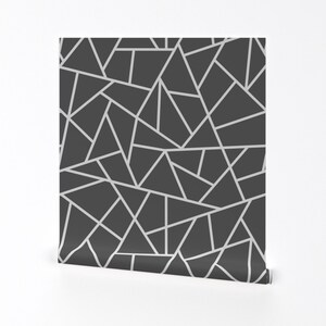 Abstract Wallpaper - Abstract Geometric Charcoal By Sierra Gallagher - Custom Printed Removable Self Adhesive Wallpaper Roll by Spoonflower