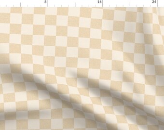 Beige Cream Check Fabric - Warm Checks by sycamorelaneart - Warm Minimalism Geometric Checkerboard Fabric by the Yard by Spoonflower