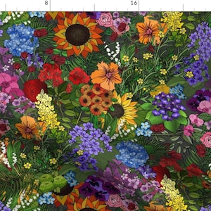 Maximalist Floral Fabric - Botanical by irishvikingdesigns - Lush Wildflowers Bright Colorful Botany Fabric by the Yard by Spoonflower