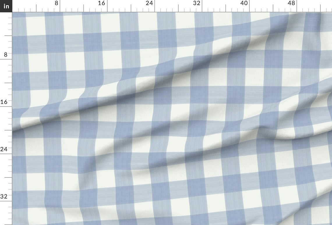 Gingham Upholstery Fabric Soft Blue Buffalo by Etsy