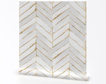 Glam Chevron Removable Peel and Stick Wallpaper - Herringbone White Oversized - Wall Art Wall Decor - Chevron Painterly by crystal_walen