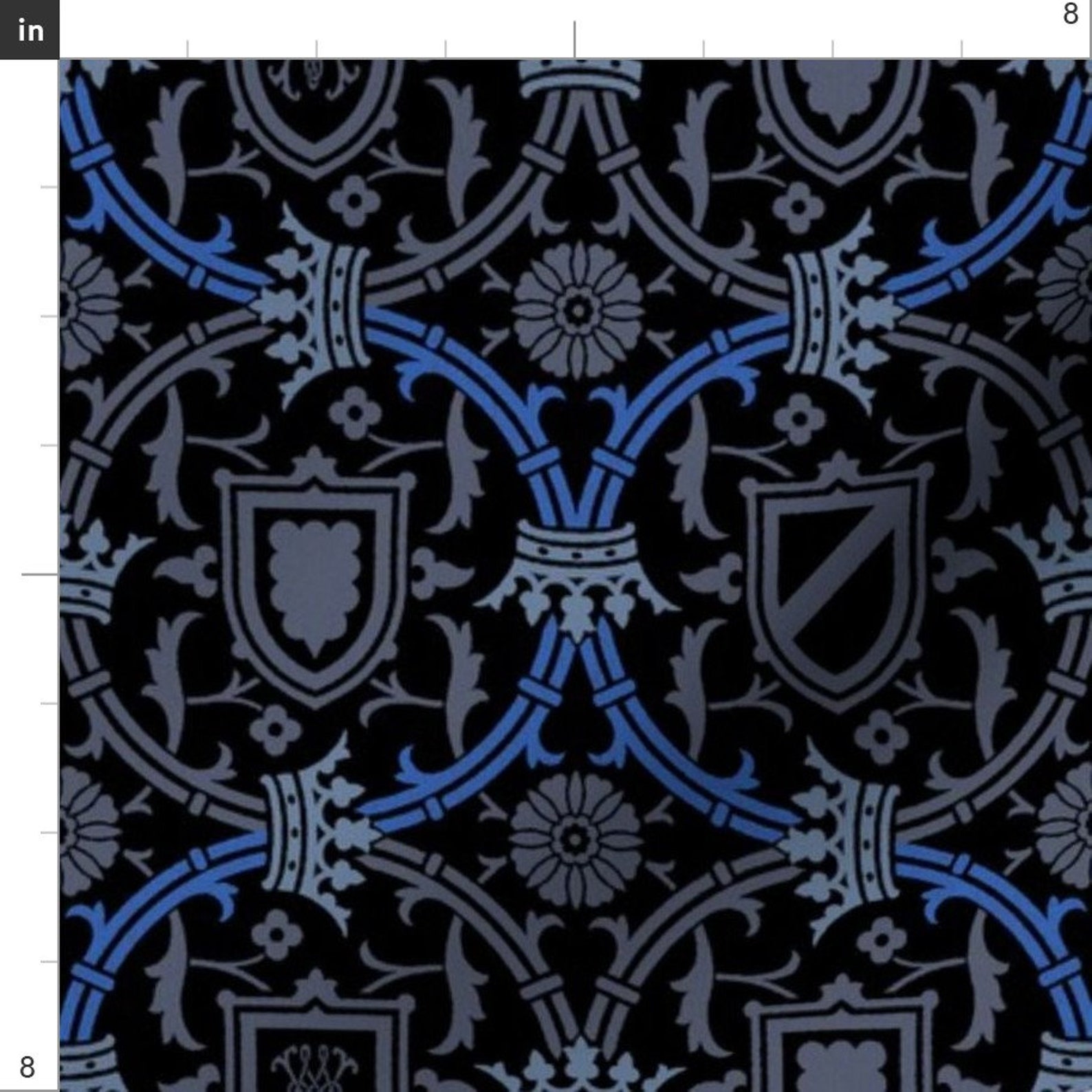 Blue Medieval Renaissance Fabric Royal Serpentine 880h by - Etsy