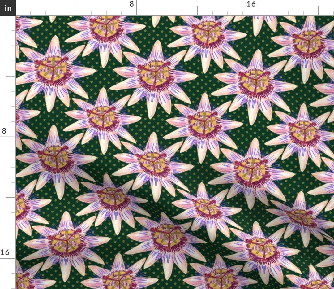 Passionfruit Flower Purple Fabric Royal Passionflower N1 Etsy