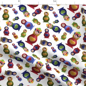 Matryoshka Fabric - Matriochka Dolls By Vannina - Matryoshka Russian Folk Art Rainbow Decor Cotton Fabric By The Yard With Spoonflower