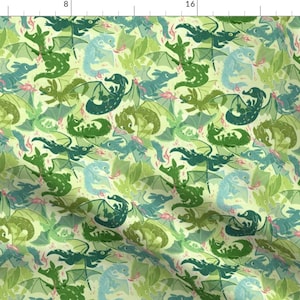 Whimsical Dragons Fabric - Green Dragons By Morganmudway - Gender neutral baby toddler kids Cotton Fabric By The Yard With Spoonflower