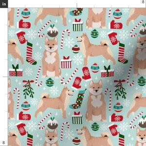 Shiba Inu Fabric - Shiba Inu Dog Christmas Fabrics By Petfriendly - Shiba Inu Dog Breed Presents Cotton Fabric By The Yard With Spoonflower image 3