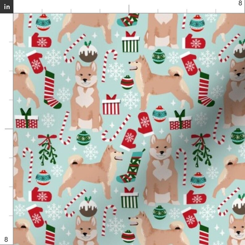 Shiba Inu Fabric - Shiba Inu Dog Christmas Fabrics By Petfriendly - Shiba Inu Dog Breed Presents Cotton Fabric By The Yard With Spoonflower image 3