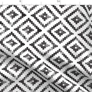 Aztec Fabric - Aztec Distressed By Littlearrowdesign - Aztec Black White Geometrical Home Decor Cotton Fabric By The Yard With Spoonflower