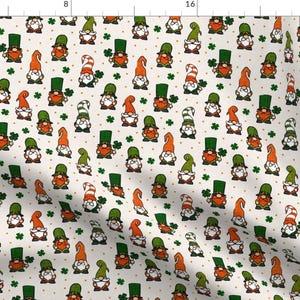 Leprechaun Fabric - St Patrick&#39;S Day Leprechaun Gnomes By Littlearrowdesign - Garden Gnomes Cotton Fabric By The Yard With Spoonflower